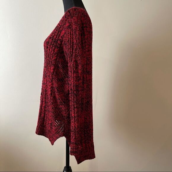 Express Red/Black Marled Chunky Knit Sweater Sz Xs - Picture 5 of 7